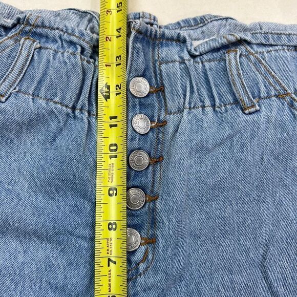 SONG Shorts Women's Large Button Fly Elastic Waist Blue Denim MOM Jean Shorts - Picture 4 of 6